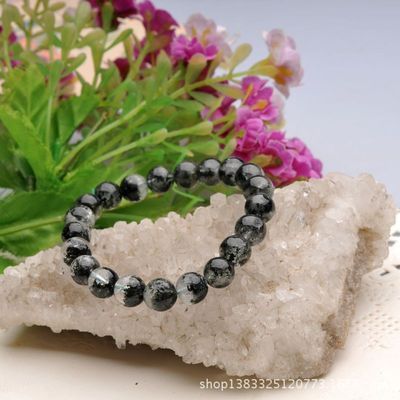 純天然精品9mm綠幽靈圓珠手鏈 墨綠深綠，招財納福